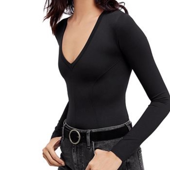 NWOT Free People Super Soft Deep V Bodysuit - Picture 2 of 7
